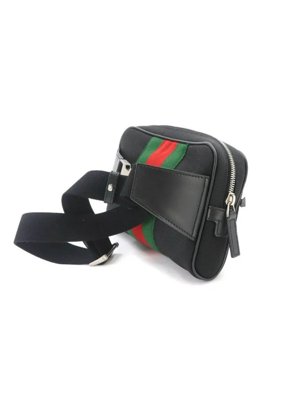 Gucci Sherry Line Belt Bag Canvas Leather Black Silver